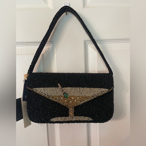 Handbags - TJ Max/Marshalls Viral Black Beaded Martini purse New Year’s Eve bag NO TAGS
